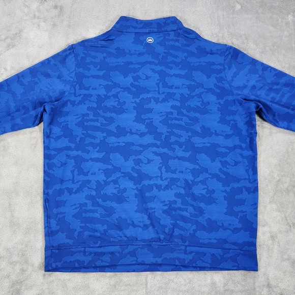Peter Millar Pullover Mens Large Blue Perth Camo 1/4 Zip Golf Oak Marsh Stretch - Picture 6 of 14